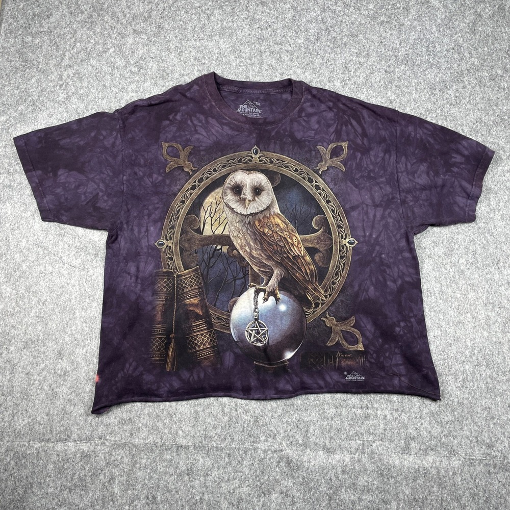The Mountain T-Shirt Mens 2XL Gothic Owl Purple Cropped Tie-Dye